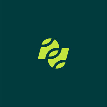 Modern Letter PD and tennis ball or letter PD padel logo concept vector icon