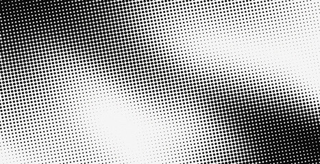 Vector illustration of a monochrome halftone background with a fading dot gradient effect. Retro pop-art pattern template ideal for graphic design, grunge texture overlay, or comic background.