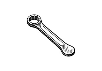 Wrench hand drawn simple engraved vector illustration