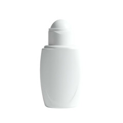 White, sleek, opaque roll-on bottle with a curved body
