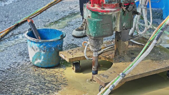 Workers using machinery to maintain the highway