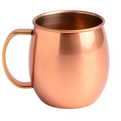 Gleaming copper mug with curved handle, perfect for drinks