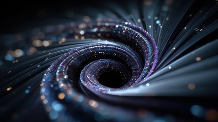 Abstract Swirling Vortex Of Light Particles And Dark Matter In Deep Space