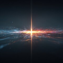 Vibrant Glowing Energy Burst with Light Streaks and Particles Against Dark Background