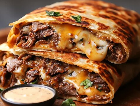 Beef folded wrap with sauce