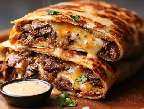 Beef folded wrap with sauce