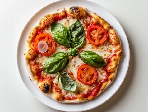 Italian pizza on a white plate