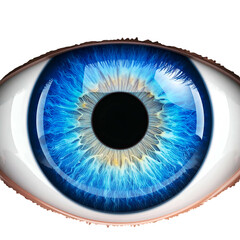 Close-up of a vibrant blue human eye with detailed iris