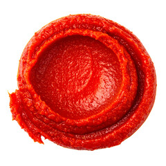 Swirled dollop of thick, rich red paste against a transparent background