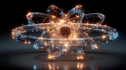 Stunning Visualization of Atomic Structure with Glowing Orbits and Particle Physics