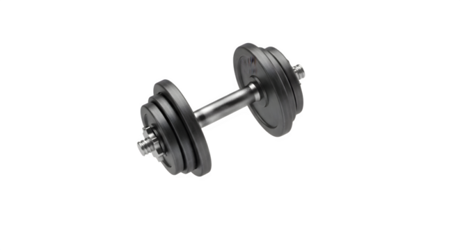 Black Dumbbell with Adjustable Weights for Strength Training and Fitness.