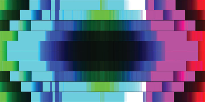 A vibrant spectrum of colorful horizontal bars creating a digital glitch art background.