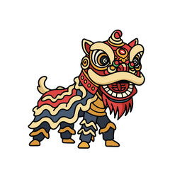 Chinese lion dance costume. Great for festive event promotions, cultural celebrations, and educational resources.