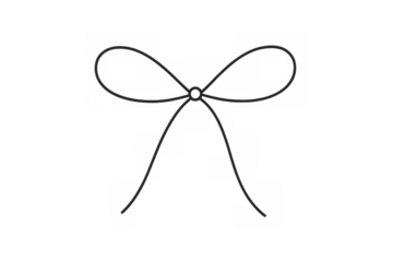 Hand drawn simple bow illustration, a festive knot creating a ribbon outline art for gift and celebration design