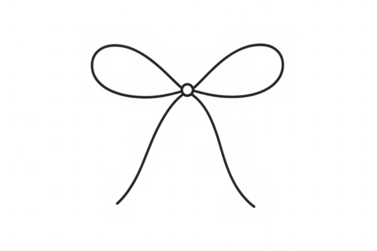 Hand drawn simple bow illustration, a festive knot creating a ribbon outline art for gift and celebration design