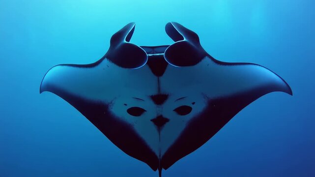 Manta Ray Swimming Underwater Ocean Giant, Marine Wildlife