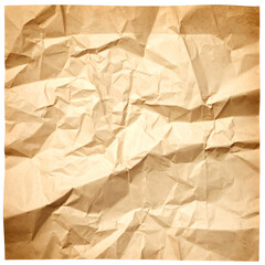 Crumpled tan paper texture with deep shadows and highlights