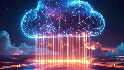 Abstract Digital Cloudscape: Futuristic Render Depicting Data Transfer and Connections - Powered by Adobe