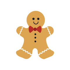 Holiday Gingerbread Man Cookie. Happy Christmas Decoration. Traditional Festive Vector Illustration