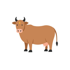 Simple cartoon illustration of a brown dairy cow suitable for dairy product packaging, farmrelated designs, childrens books, and educational materials.