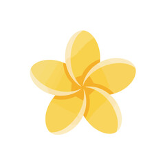 Light yellow plumeria flower with five petals is perfect for naturethemed designs, floral arrangements, tropical backgrounds, beauty products.