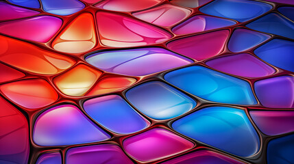 Vibrant Abstract Glass Design with Colorful Organic Shapes and S
