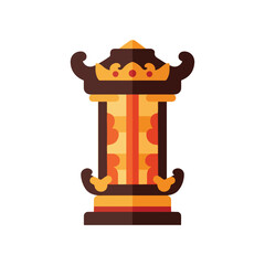 Displays an ornate asianstyle lantern with a tiered roof in brown and gold. Perfect for asianinspired designs and decor.