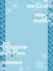 冬の和風柄、雪もようのシンプルで美しいテンプレート素材