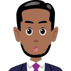 Surprised Cartoon Man With Dark Hair And A Purple Tie In A Business Suit Against A White Background With A Transparent Background