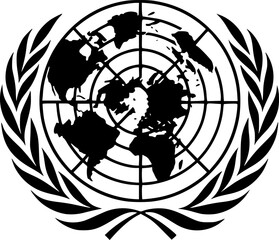 Vector art of united nations logo isolated on white background represents global collaboration
