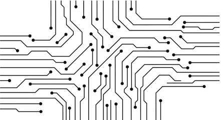 Abstract Circuit Board Line Pattern. Technology Background, Data Processing, Microchip, and Digital Connection Vector Illustration.