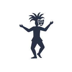 Dark silhouette of carnival dancer with mask. Suitable for halloween or mysteriousthemed designs, posters, or social media posts.