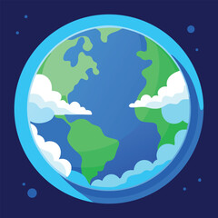 Fototapeta premium Stylized Earth with Clouds in Deep Space render centered