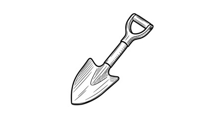 Simple Spade Illustration: Hand Drawn Gardening Tool