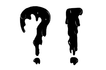 Melting Question and Exclamation Marks on White Background