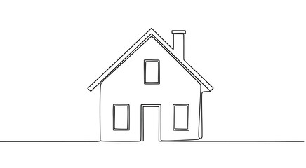Continuous One Line Drawing of Simple House. Minimalist Art Concept for Real Estate, Home, and Residential Property Vector Illustration