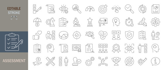 Assessment icon set. Editable line icons. Vector illustration.