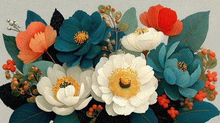 Colorful floral arrangement featuring vibrant flowers, perfect for any design project