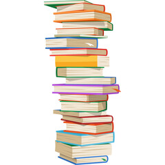 Tall Stack Of Colorful Books With A Transparent Background Ready For Digital Design And Illustration Projects