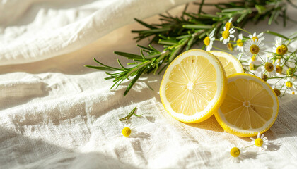 ハーブとレモンのナチュラルデトックス背景