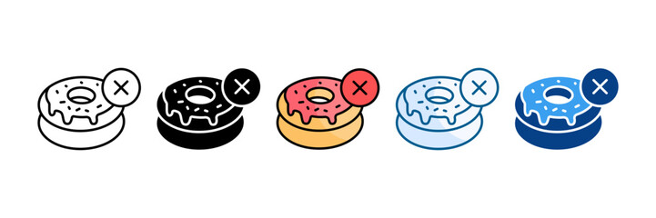 No Junk Food Icon Set Multiple Style Collection