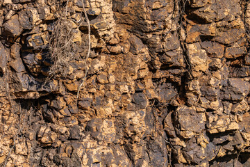 Weathered basalt. Koʻolau Range / shield volcano. Moanalua Valley & Moanalua Ridge Trail to the Haiku Stairs (Stairway To Heaven), Honolulu, Oahu, Hawaii. Koolau Basalt / Tholeiitic basalt. Oxidized
