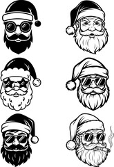 Cool Hipster Santa Claus Head Set