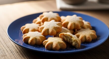 Delicious Star-Shaped Butter Cookies Sprinkled with Powdered Sugar