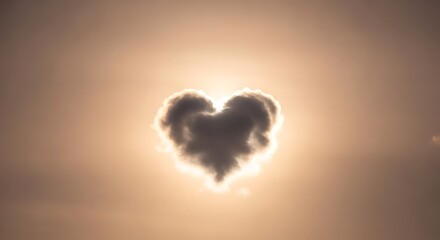 Heart Shaped Cloud Against Sunlit Sky