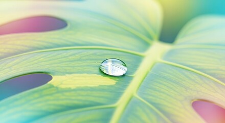 Macro Water Droplet on Vibrant Green Leaf