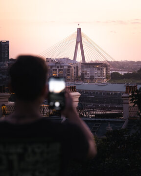 Sunset View of Anzac Bridge from Millers Point
