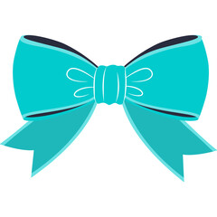 Teal Bowtie With Dark Blue Accent And Light Blue Outline Isolated On Transparent Background Elegant Decorative Accessory