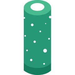 Teal Cylinder Object With White Dots Against A Transparent Background Minimalist Graphic Design Element