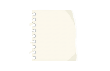 A blank sheet of paper with a spiral binding on the left side, isolated on transparent background